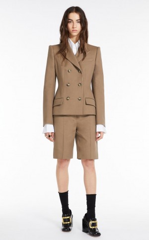 Blazers Max Mara Slim-fit Double-breasted Bege | MMR594064