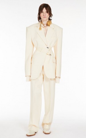 Blazers Max Mara Slim-fit Stretch Lã Branco | MMR594028