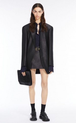 Blusa Max Mara Lurex Jersey Azul Marinho | MMR593615