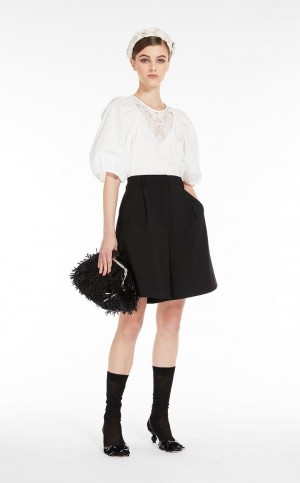 Blusa Max Mara Poplin With Embroidery Branco | MMR593616