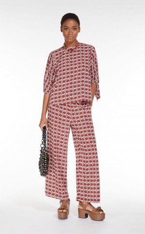 Blusa Max Mara Printed Silk Vermelhas | MMR593620