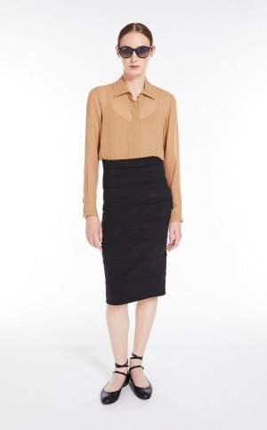 Blusa Max Mara Silk Georgette Marrom | MMR593595