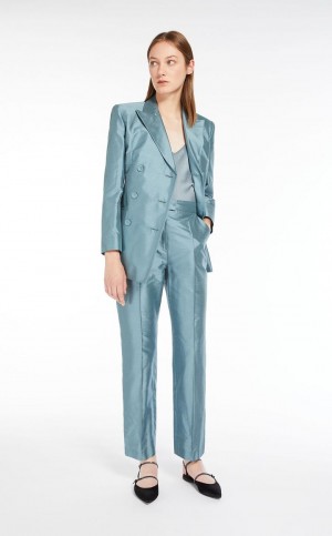 Blusa Max Mara Viscose Crepon Luz Azuis | MMR593555