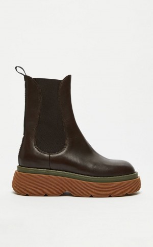 Botins Max Mara Couro Marrom Escuro | MMR594191