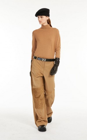 Calças Max Mara Algodão Gabardine Marrom | MMR593796