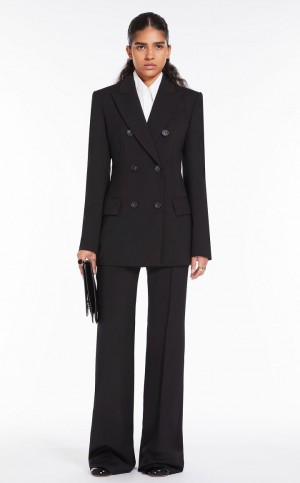 Calças Max Mara Flared Pure Lã Pretas | MMR593752