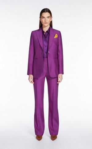 Calças Max Mara Lã And Silk Double-fabric Roxo | MMR593745