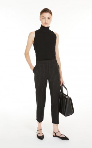 Calças Max Mara Lã Cigarette Pretas | MMR593775