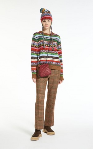 Calças Max Mara Lã Twill Marrom | MMR593812