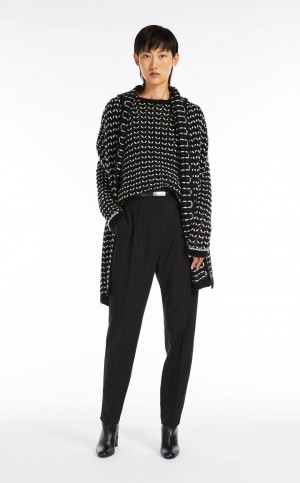 Calças Max Mara Lã Twill Pretas | MMR593790