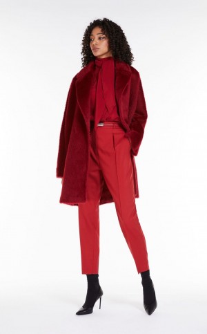 Calças Max Mara Lã Twill Vermelhas Escuro | MMR593772