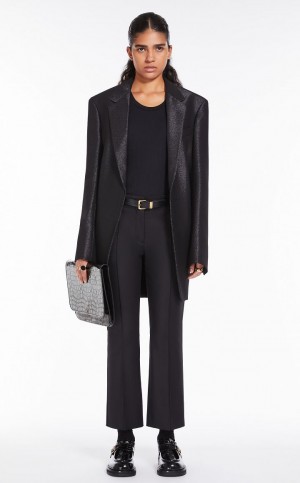 Calças Max Mara Low-rise Flared Pretas | MMR593748