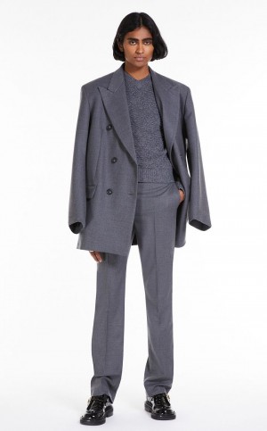 Calças Max Mara Slim-fit Flannel Cinzentas | MMR593781