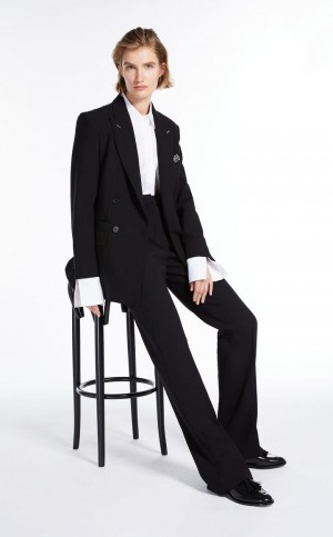 Calças Max Mara Tailored Lã Crêpe Pretas | MMR593822