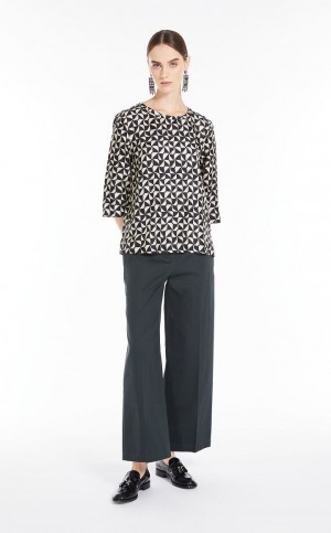 Calças Max Mara Washed Gabardine Verdes Escuro | MMR593754