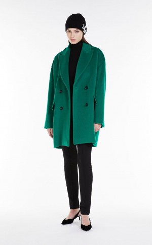 Casacos Max Mara Lã And Cashmere Oversized Jacket Verdes | MMR593865