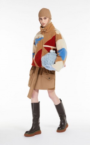 Casacos Max Mara Lã Jersey Down Jacket Marrom | MMR593840