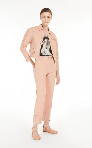 Jaquetas Max Mara Bull Algodão Cropped Rosa | MMR594075