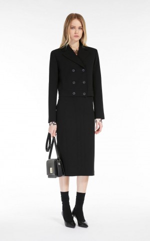 Jaquetas Max Mara Cady Cropped Pretas | MMR594090