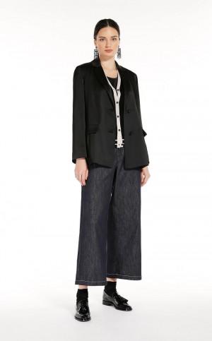 Jaquetas Max Mara Single-breasted Satin Pretas | MMR594078