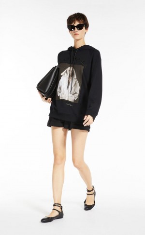 Knitwear Max Mara Algodão Sweatshirt With Wegman Print Pretas | MMR593474
