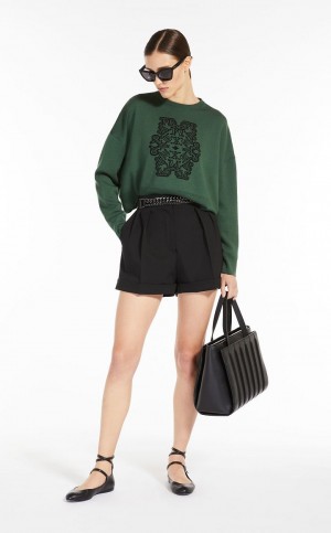 Knitwear Max Mara Cropped In Jacquard Lã Verdes | MMR593428