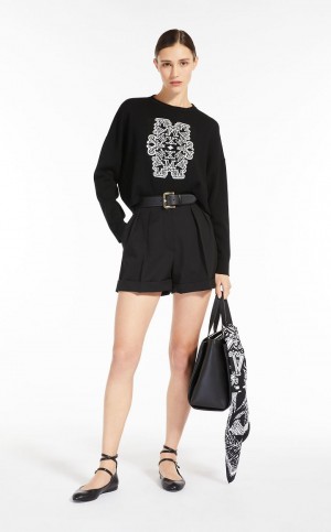 Knitwear Max Mara Cropped In Jacquard Lã Pretas Branco | MMR593429