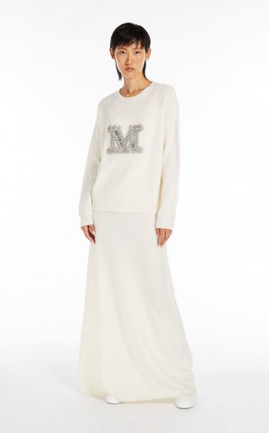 Knitwear Max Mara Jewel Embroidered Cashmere Branco | MMR593421