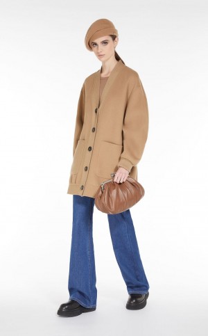 Knitwear Max Mara Long Lã Cardigan Marrom | MMR593422