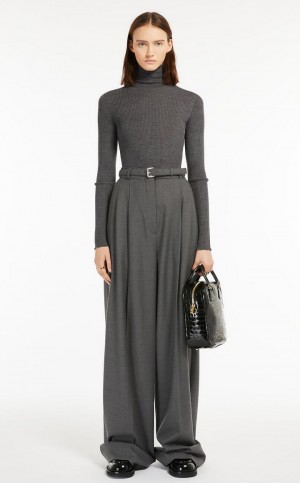 Knitwear Max Mara Pure Virgin Lã Mock Polo-neck Luz Cinzentas | MMR593471