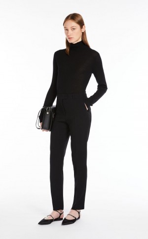 Knitwear Max Mara Rib Lã And Silk Polo-neck Pretas | MMR593466