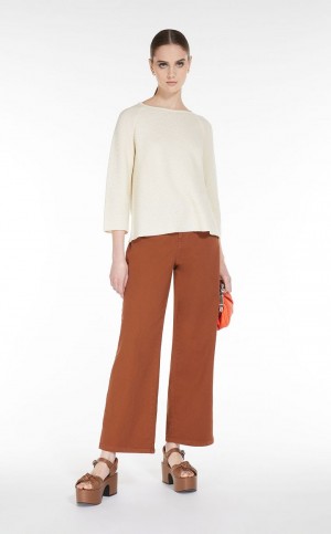 Knitwear Max Mara Round-neck Algodão Top Branco | MMR593470