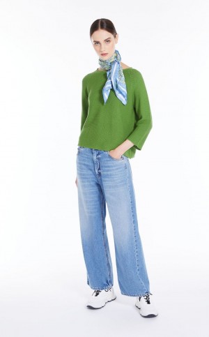 Knitwear Max Mara Round-neck Algodão Top Verdes | MMR593456