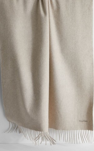 Lenços Max Mara Cashmere Stole With Embroidery Bege | MMR594279