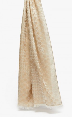 Lenços Max Mara Jacquard-knit Lã And Silk Stole Marrom | MMR594262