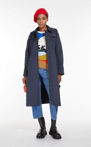 Padded Max Mara Acolchoado Coat In Showerproof Fabric Azul Marinho | MMR593967