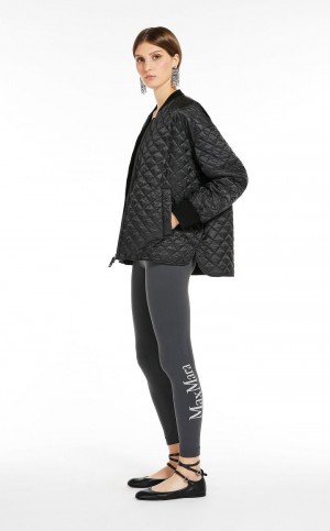 Padded Max Mara Agua-repellent Lona Bomber Jacket Pretas | MMR594004