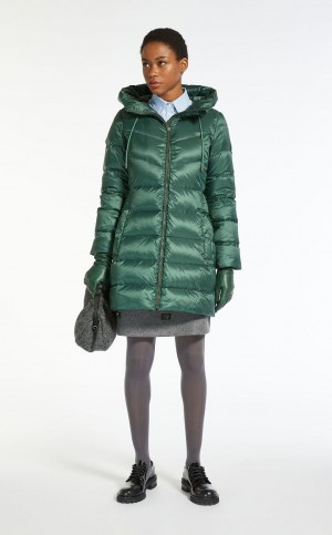 Padded Max Mara Agua-repellent Lona Down Jacket Verdes Escuro | MMR593976