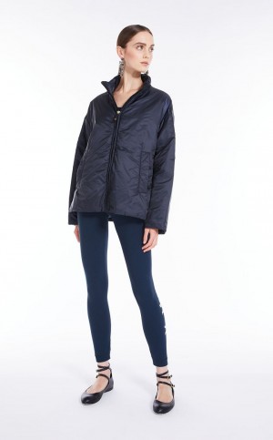 Padded Max Mara Agua-repellent Lona Jacket Azul Marinho | MMR594008