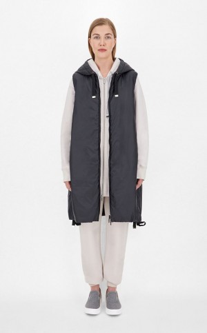Padded Max Mara Agua-resistant Technical Lona Gilet Pretas | MMR594001