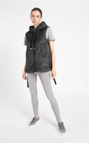 Padded Max Mara Agua-resistant Technical Lona Gilet Pretas | MMR594003