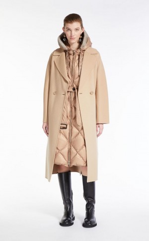 Padded Max Mara Gilet In Acolchoado Agua-resistant Lona Marrom | MMR593985