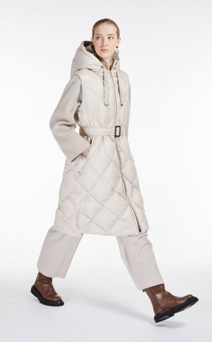 Padded Max Mara Gilet In Acolchoado Agua-resistant Lona Marrom | MMR593987