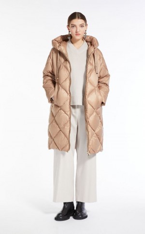 Padded Max Mara Parka In Acolchoado Agua-resistant Lona Marrom | MMR593995