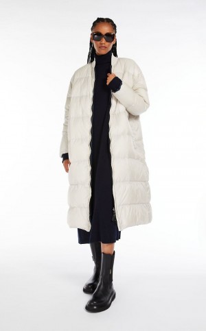 Padded Max Mara Reversible Agua-repellent Lona Bomber Jacket Branco | MMR593979