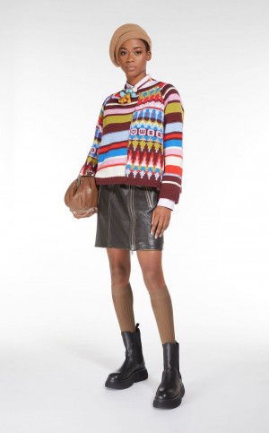 Saias Max Mara Couro Mini Pretas | MMR593692