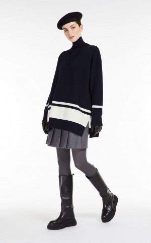 Saias Max Mara Lã Flannel Cinzentas | MMR593731