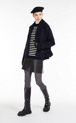 Saias Max Mara Nappa Couro Mini Pretas | MMR593688