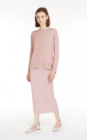 Saias Max Mara Plissado Jersey Pencil Rosa | MMR593691