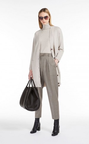 Terno Max Mara Lã Flannel Cigarette Bege | MMR593515